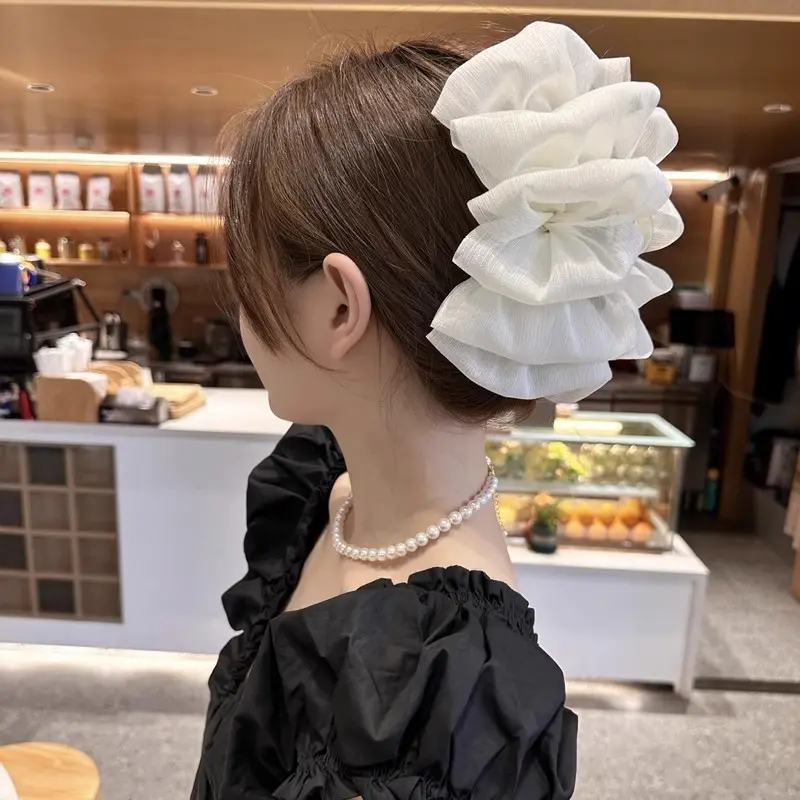 Princess Escape Headdress Oversized Grip Shark Clip High-Grade Double-Sided Bow Barrettes Back Head Hair Accessories