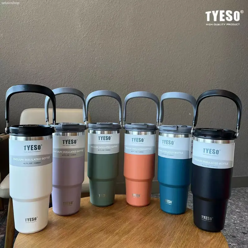 sessioshop รุ่นขายดี (พร้อมส่งในไทย) แก้วเก็บอุณหภูมิร้อน/เย็น TYESO รุ่นใหม่ มี 3 ขนาด 6สี แบบใหม่มีที่จับ แก้วเยติเก็บความเย็น แก้วเยติ