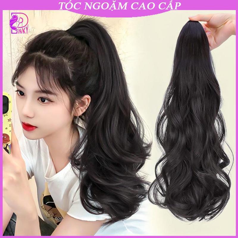 Tóc ngoặm xoăn đuôi sóng, Tóc giả nữ kẹp tóc đuôi ngựa xoăn sóng dài 50cm
