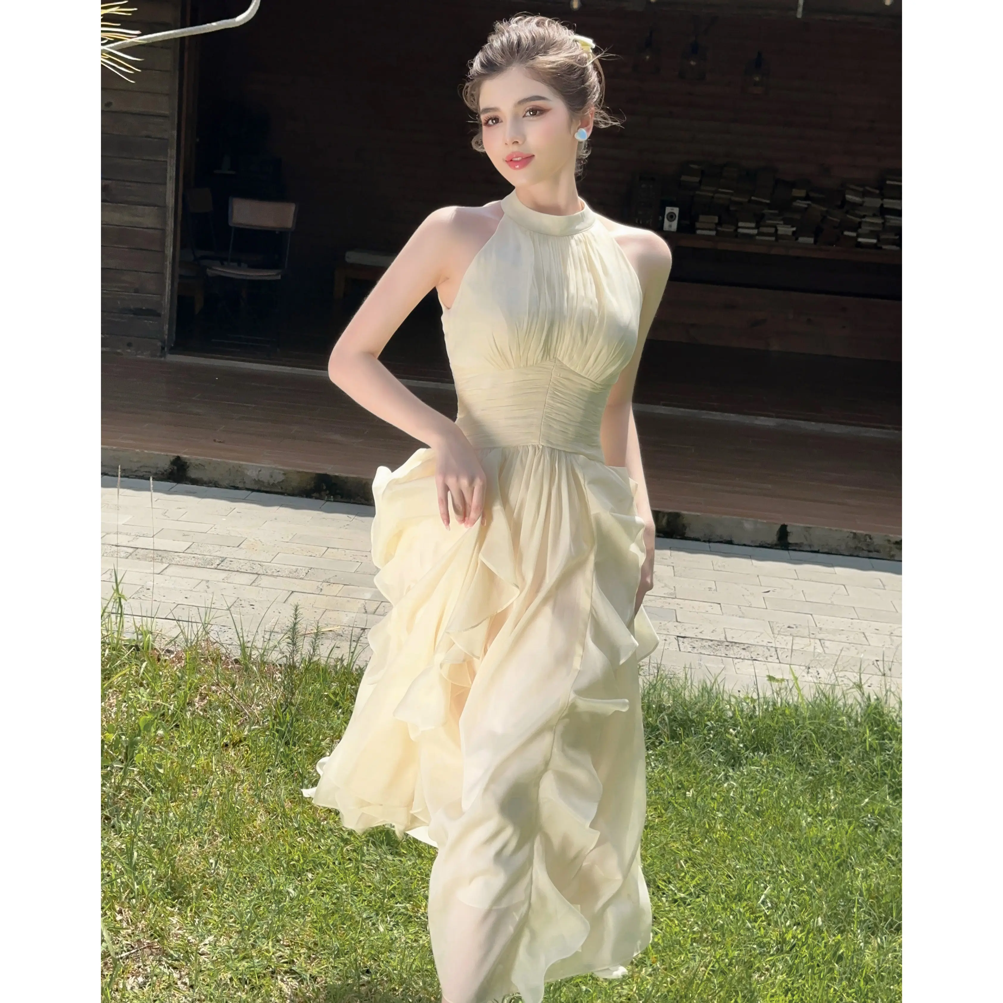 SÒ VINTAGE - HELEN đầm xếp li tùng bèo