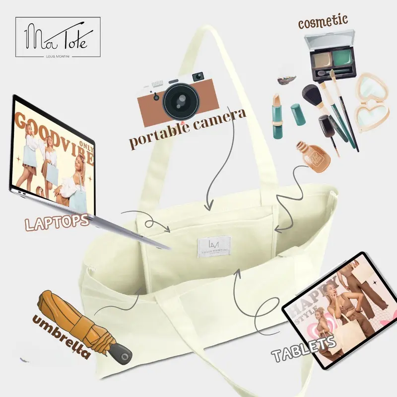 Túi tote vải chống nước Louis Montini (ma tote) CVR001 Bag Nhung 7
