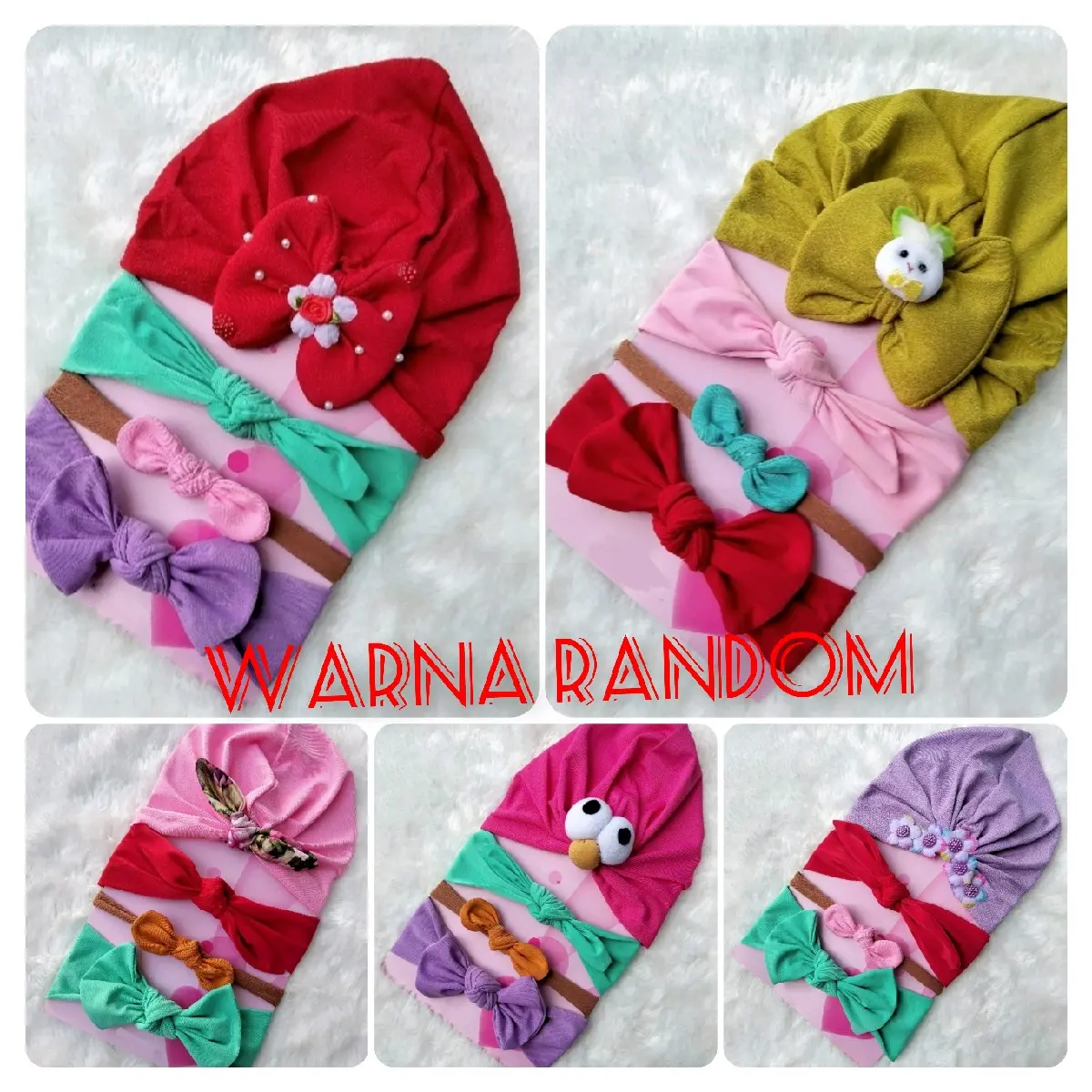 Turban Set Bando 4in1/Turban Bayi/Random 4 warna