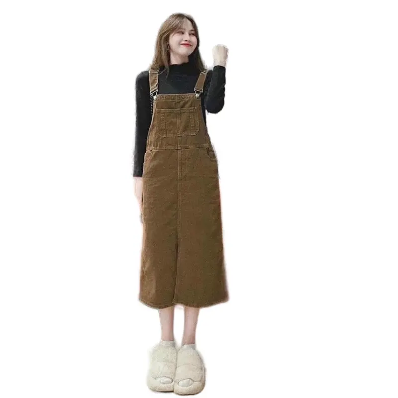 ￼Váy Yếm jean Nâu Dáng Váy Siêu Hot