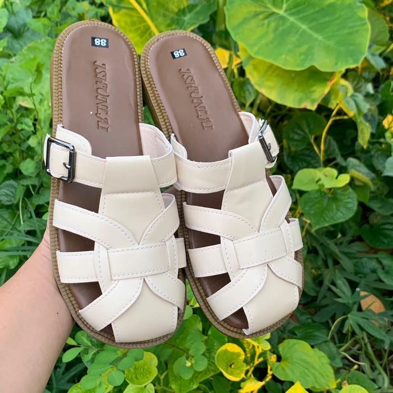 dép sục dọ có khuy cài chất da siêu cá tính  2024 DéP Nữ Sandal Shoes GiàY [ đặt lùi 1 sezi]