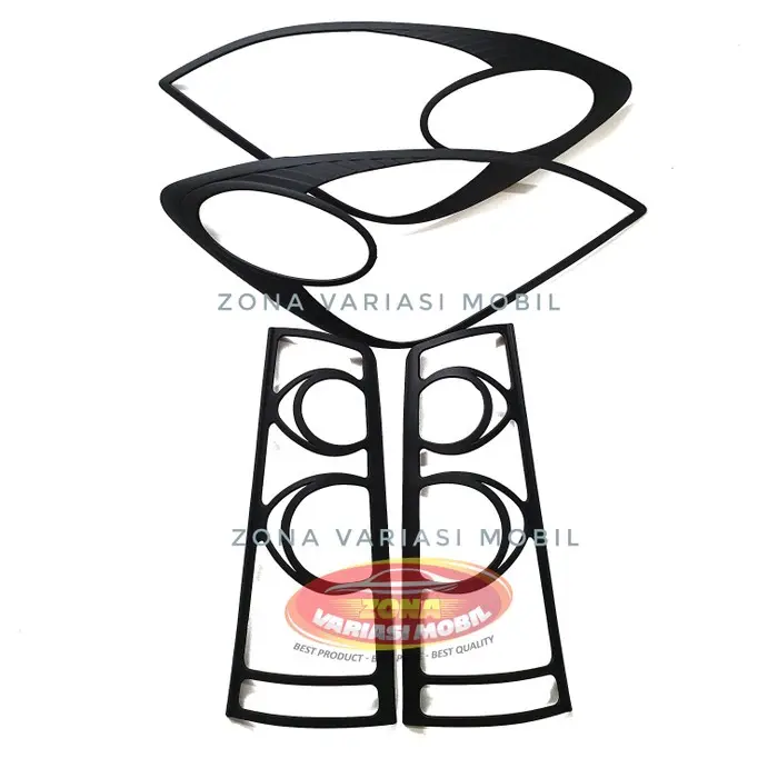 Paket Garnish Cover lampu Depan Belakang Avanza Xenia New Vvti 2007 2008 2009 2010 2011 Hitam Black Doff Accessories Aksesoris