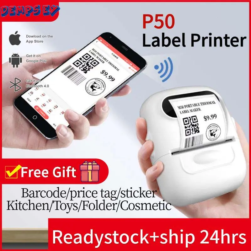 【Free Gift】 Label Printer Bluetooth Thermal Printer Label Maker Sticker Small Price Tag Jewelry Supermarket
