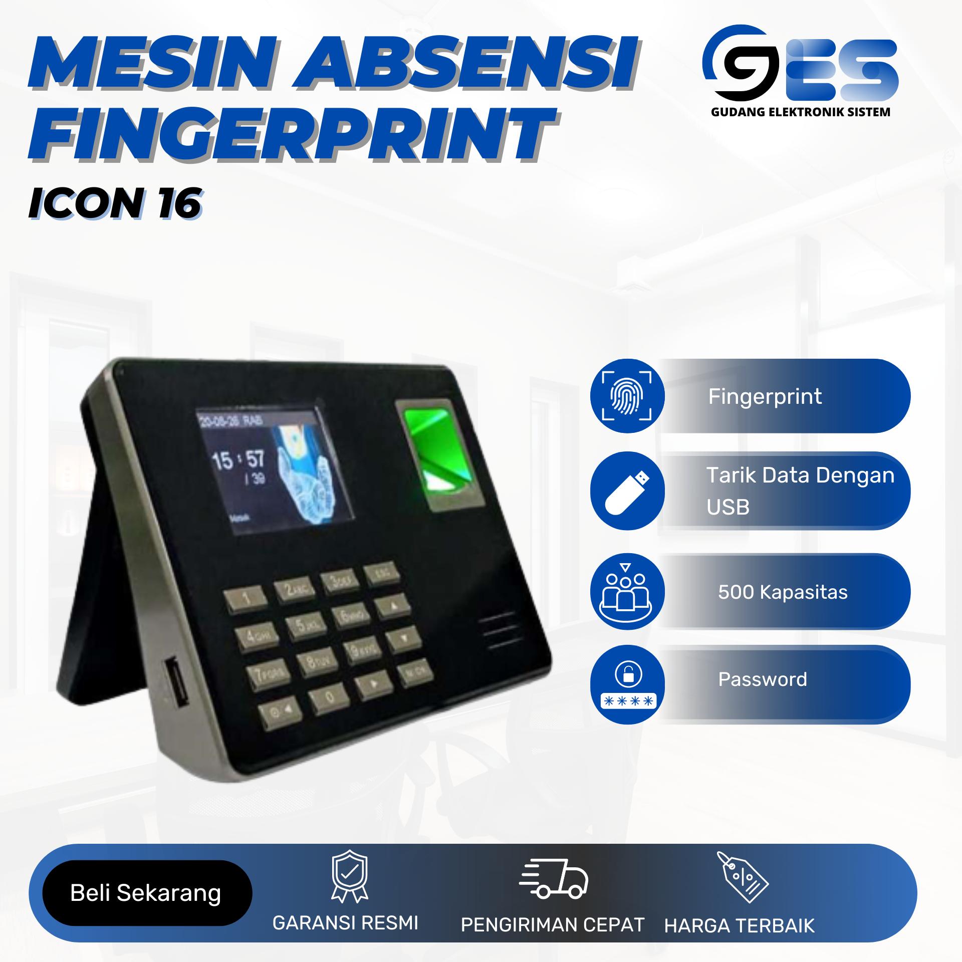 Mesin Absensi Sidik Jari Fingerprint ICON 16 | Mesin Absen Sidik Jari ...