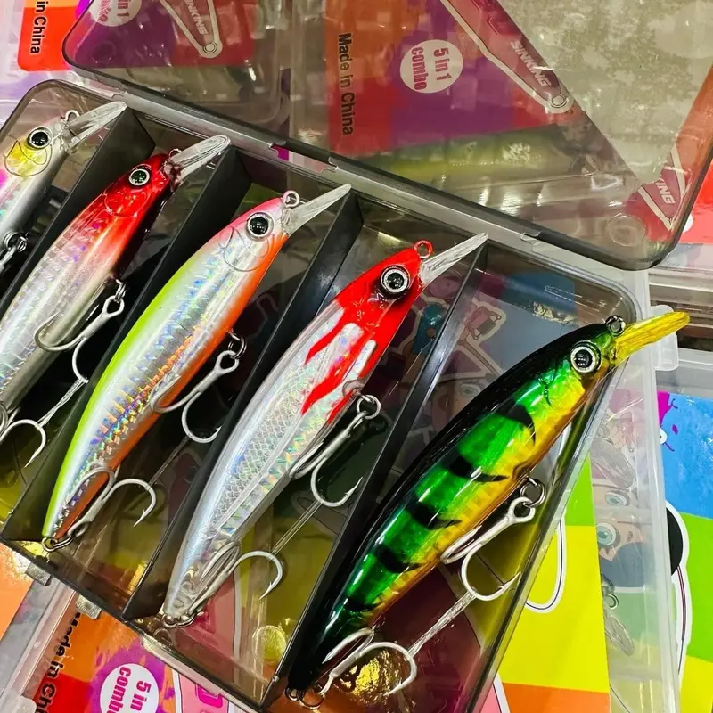 Mồi Lure HR SS98 Chuyên Câu Cá Chẽm, Măng, Chét, Nhồng Dài 98mm Nặng 14.5g Action Floating Lưỡi BKK 1 Hộp 5 Con Tặng Hộp 2