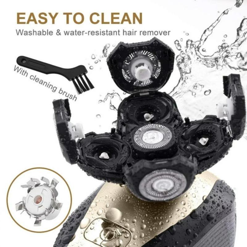 5 in 1 Electric Shaver, 1 Box Waterproof USB Rechargeable Rotary Shaver with Nose Hair Trimmer Head & More Accessories, Wet and Dry Use Shaver for Men 3