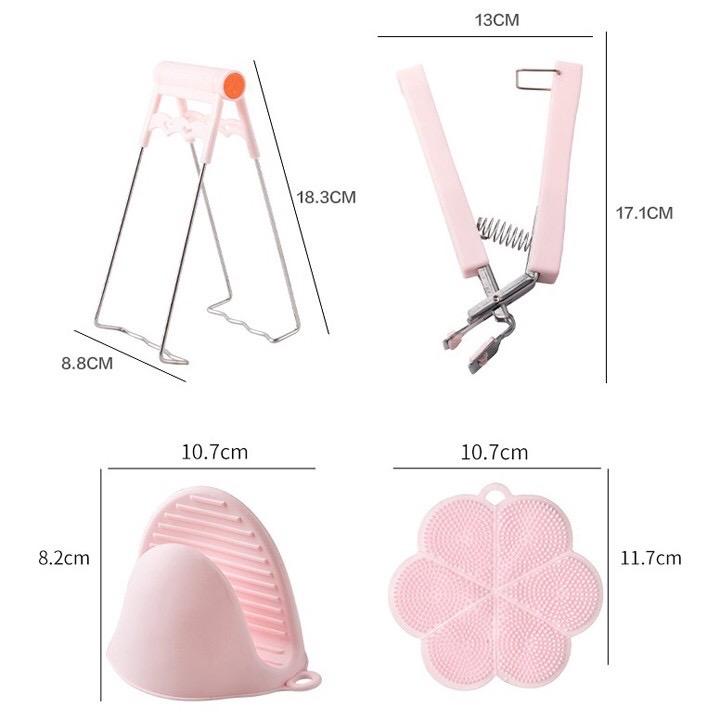 ￼Bộ dụng cụ gắp bát đĩa chống nóng - găng tay bắc nồi - miếng rửa chén bát silicon - 6 chi tiết cực đa năng 6