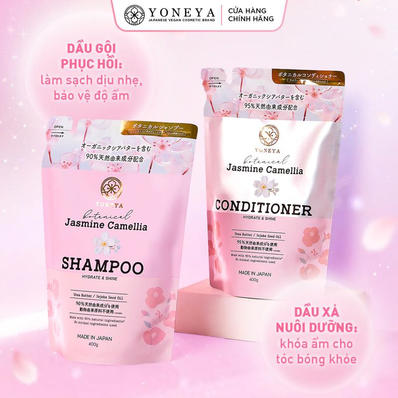 Gội Xả Yoneya Botanical Jasmine Camellia Hydrate & Shine Phục Hồi Hư Tổn 400g