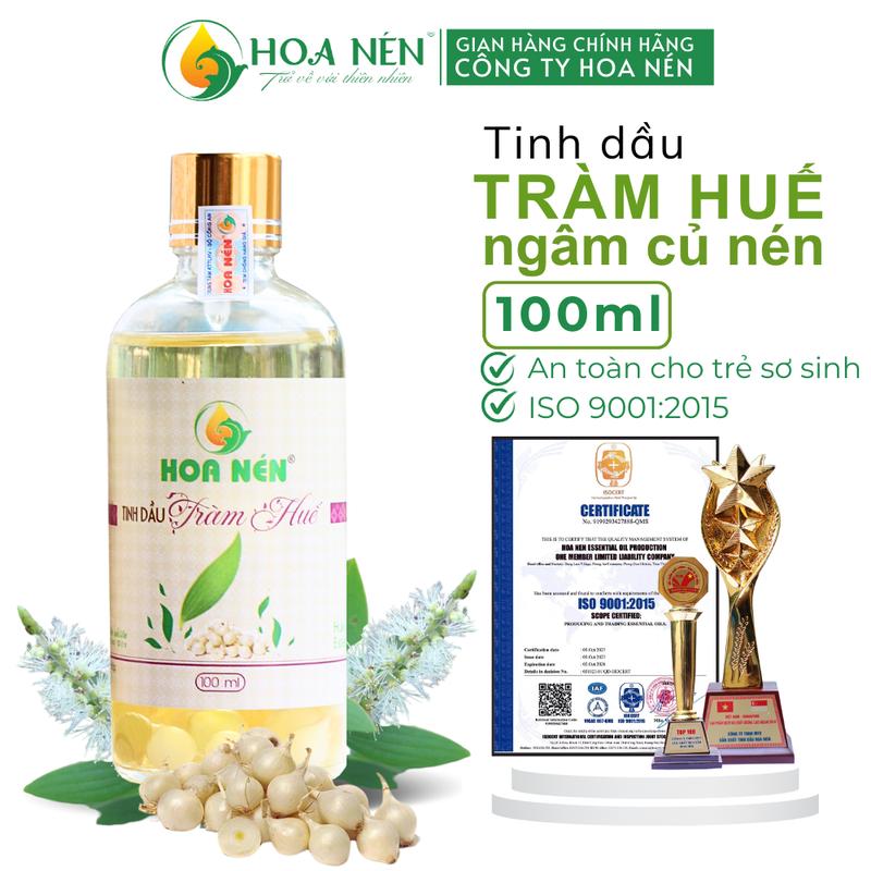 CHÍNH HÃNG - Tinh dầu Tràm Huế nguyên chất có ngâm củ nén 100ml - Hoa Nén - Vegan - Chăm sóc mẹ và bé Cho Bé Cho mẹ