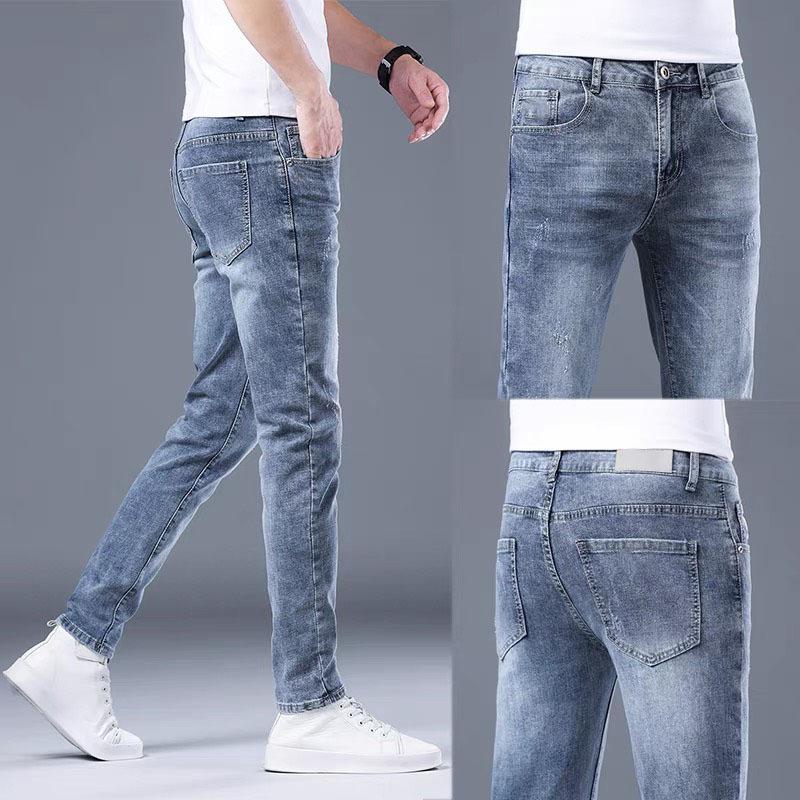 QUẦN JEAN NAM MẪU MỚI VẢI MỀM CO GIÃN DÁNG ÔM NHẸ BODY XANH NHẠT XƯỚC NHẸ 551 Menswear Cotton X1 Pants Có Túi