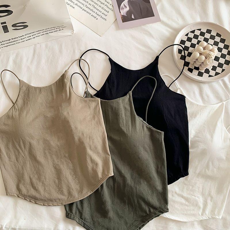 Product Introduction of Pure Hot Girl Camisole Women with Chest Pad Inner Wear Outer Wear Beauty Back Design Sense Slim Fit Sleeveless Top Women 3