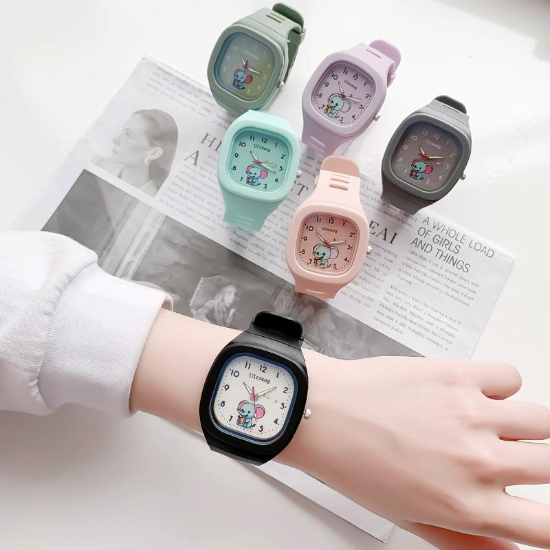 Cute Ins Style Silicone Pop Watch Trend Luminous Sport Student Square Strap High-value Watch 1