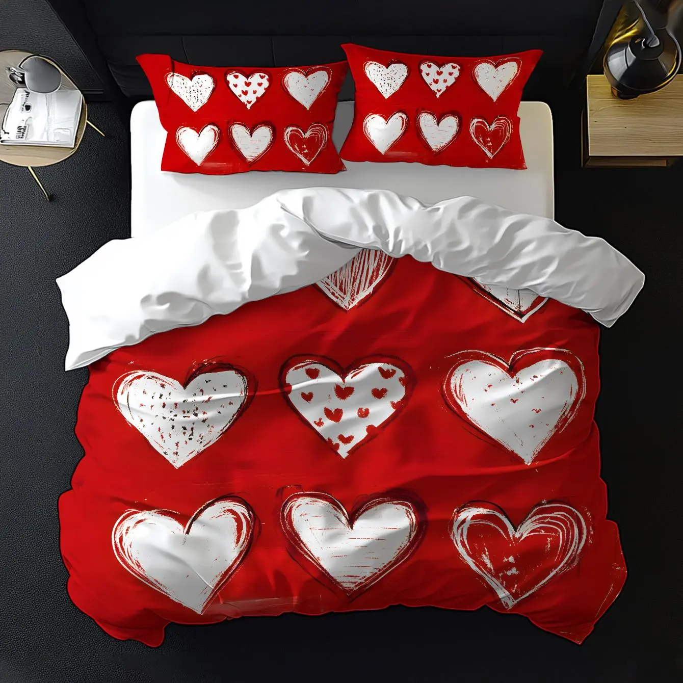 Valentine's Day Themed Heart Pattern Duvet Cover Set, 2/3 Counts Including 1 Count Duvet Cover & 1/2 Counts Pillowcase without Filler, Soft Comfortable Bedding Set for Bedroom