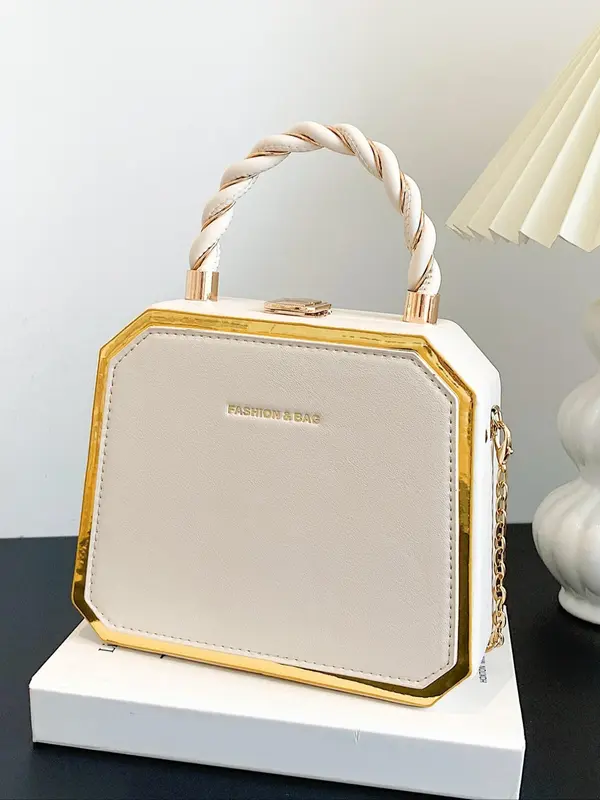 Women's Elegant Chain Strap Solid Square Bag, Trendy Minimalist Handbag, Chic All-match Handbag for Daily & Work Use 8