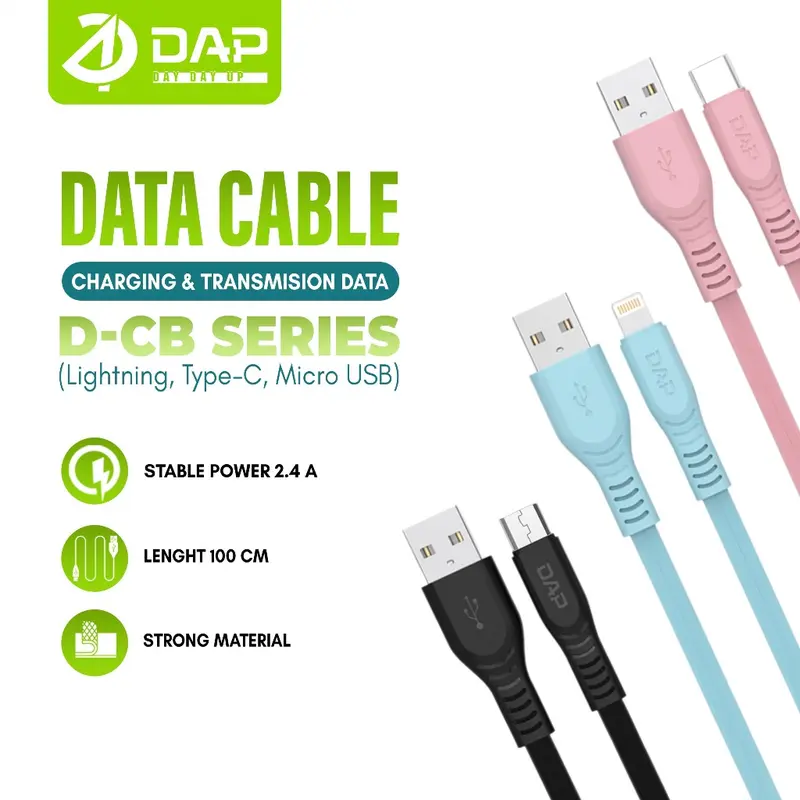 DAP Kabel Data CB Series Micro Type C & Lightning 100cm 2.4A Fast Charging - Garansi 1 Tahun Cable Charger - Kabel Charger 0