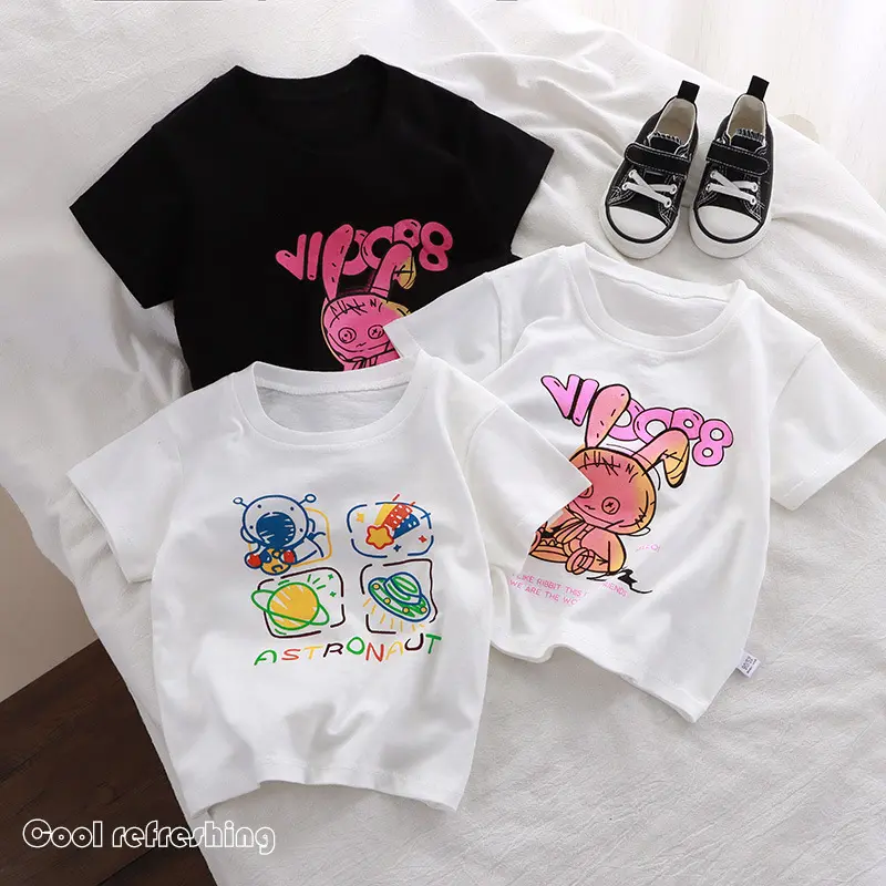 เด็กแขนสั้นเสื้อยืดผ้าฝ้ายเด็กเสื้อผ้าฤดูร้อนขายส่งใหม่เด็กผู้ชายเสื้อยืดเด็กผู้หญิงสไตล์เกาหลีด้านบนชิ้นเดียวdropshipping