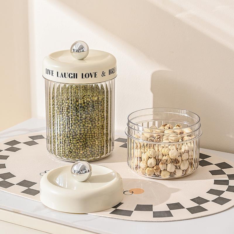 Coffee Bean Storage Jar, 1 Count Clear Food Storage Container with Lid, Dustproof Food Preserving Container for Home Kitchen Dormitory Office, Utensils 4