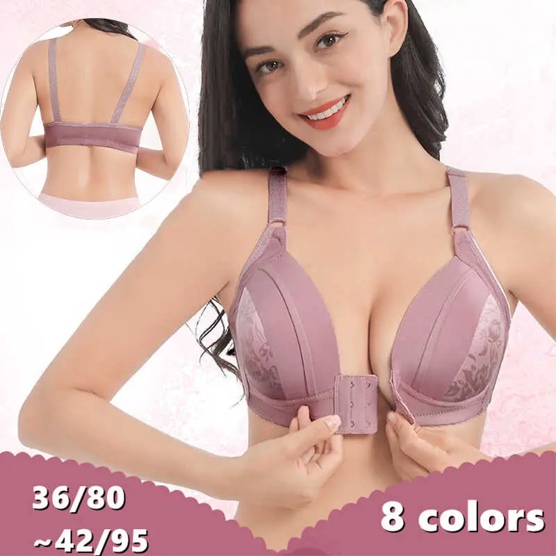 Women's Front Buckle Without Steel Ring Underwear Gathers To Create a Comfortable And Breathable Thin Cup Bra