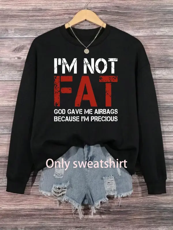 【Plus Size】 Letter Print Crew Neck Sweatshirt, Casual Long Sleeve Pullover for Women, Women's Clothing for Fall & Winter 0