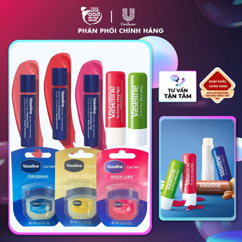 Son Thỏi & Sáp Dưỡng Môi Không Màu Có Màu Vaseline Lip Therapy Colour+Care