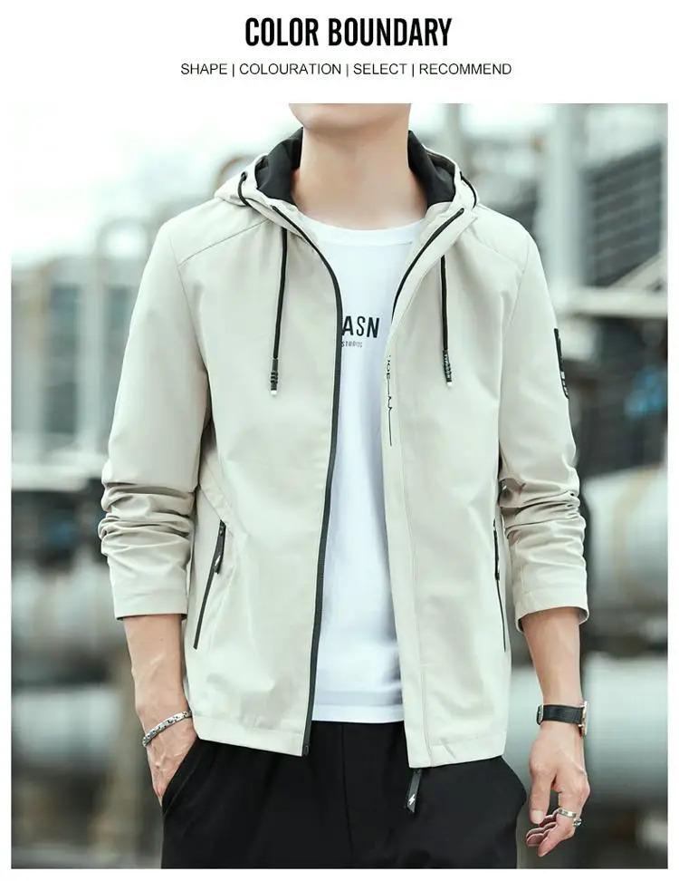 Product Introduction of Casual Men's Hooded Bomber Jacket Windbreaker Coat 2023 Autumn Outwear Menswear Tops Lingerie Longsleeve Pocket Operator 12