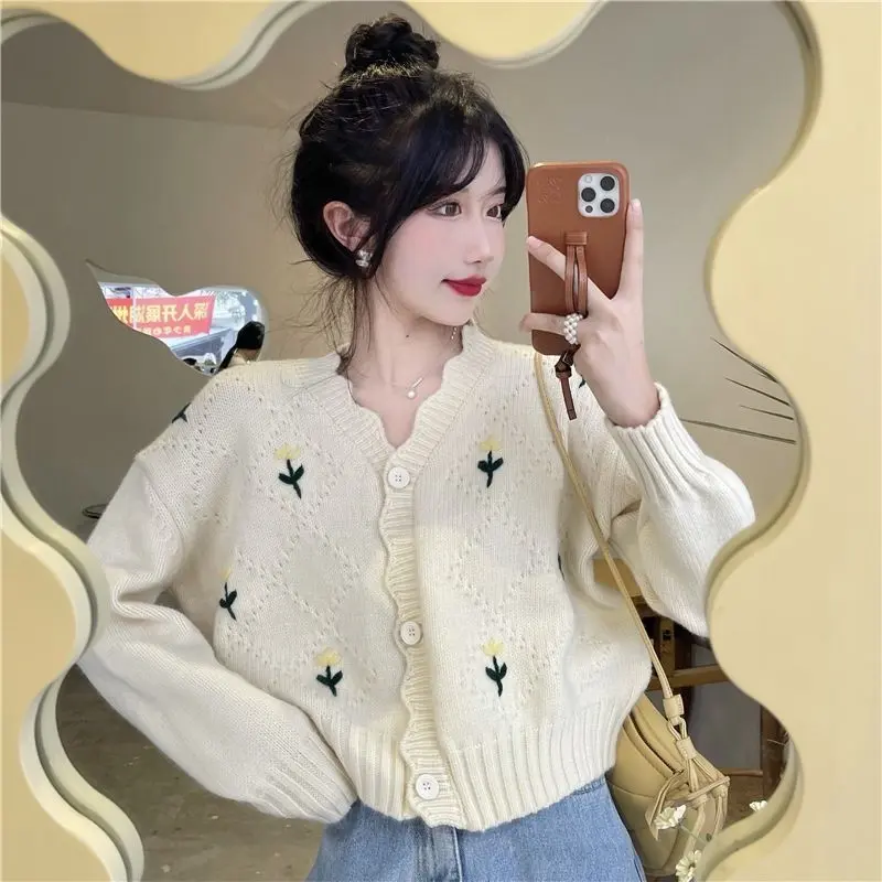 KARLEY Cardigan Rajut Korea Jaket Rajut Wanita Causal Style Sweater Cardigan Rajut Lengan Panjang 7