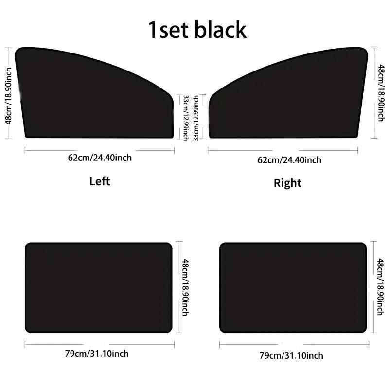 Car Window Sunshade Set, Magnetic Car Window Curtain with 10 Magnet, Rubber Heat Insulation Sunshade, Opaque Sunscreen Curtain 1