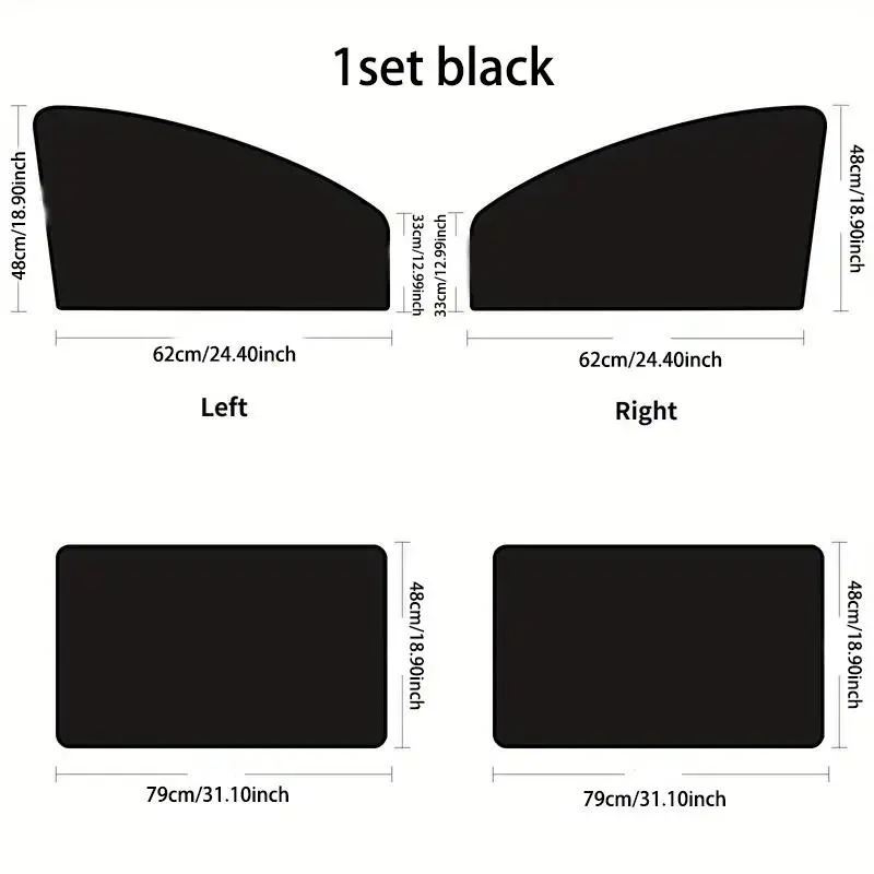 Car Window Sunshade Set, Magnetic Car Window Curtain with 10 Magnet, Rubber Heat Insulation Sunshade, Opaque Sunscreen Curtain 1