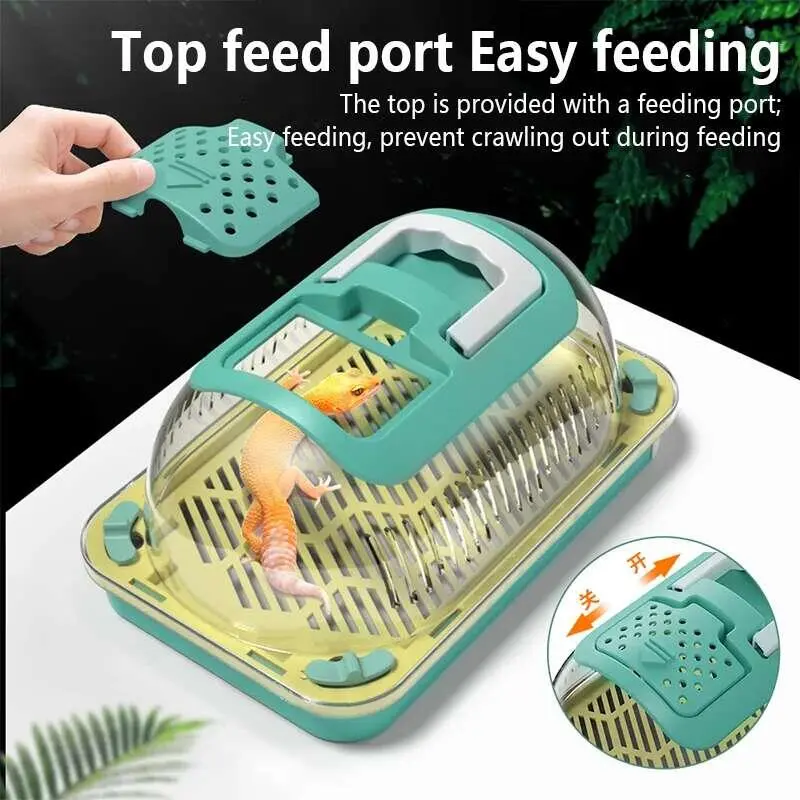 Transparent and Breathable Reptiles Breeding Box Amphibians Multifunction Areas Tortoises Lizard Handheld Feeding