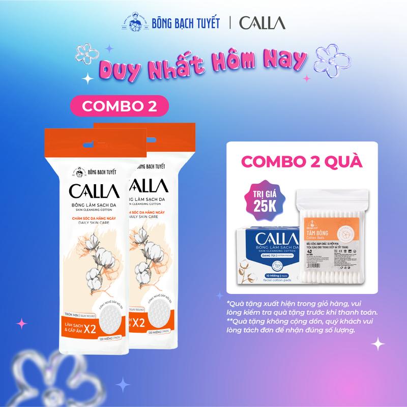 Combo 2 Bông tẩy trang làm sạch da Bông Bạch Tuyết Calla tròn 3D 120 miếng/gói Skincare Chăm Sóc Dachamsocdamat, makeup, bongtaytrang