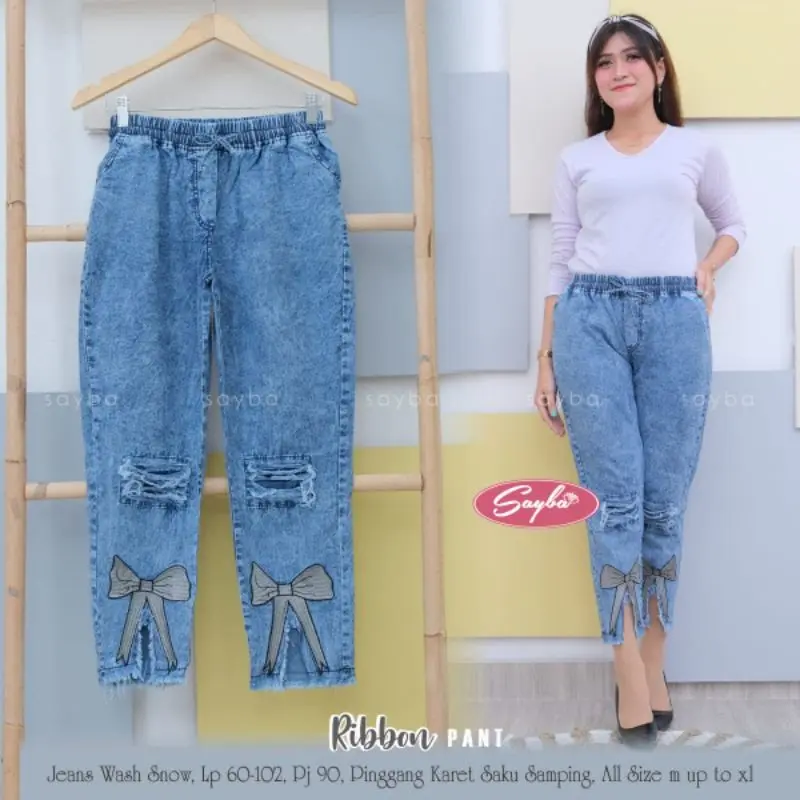 SOFIA JEANS CELANA WANITA MOTIF PITA RAWIS BAWAH