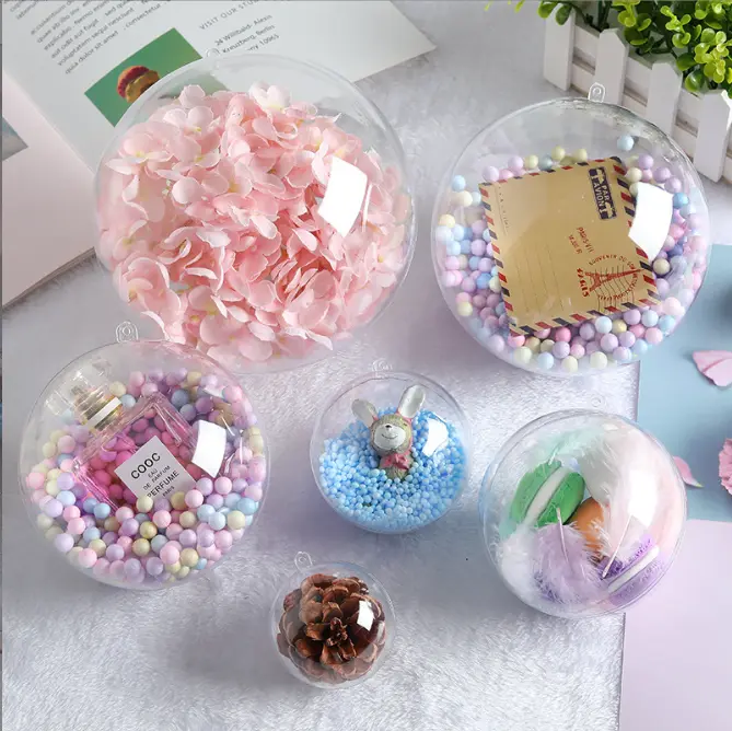 Quả cầu nhựa, bóng nhựa trong suốt nhiều size từ 3-20cm đựng đồ trang trí, lưu niệm, bánh, DIY