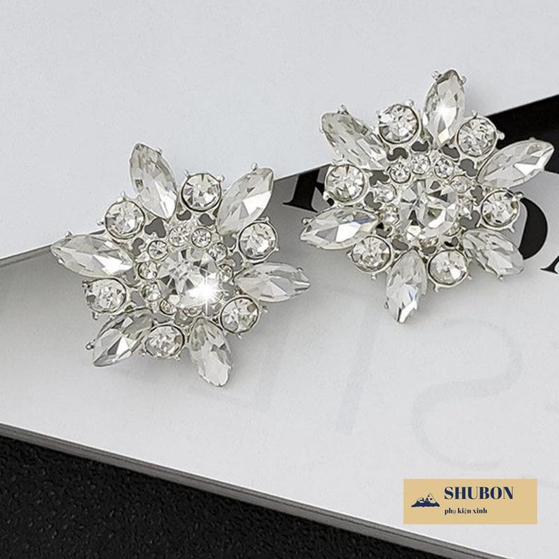 Ghim cài áo váy đầm hình bông tuyết đính đá 3cm- Tag cài áo điểm nhấn thời trang