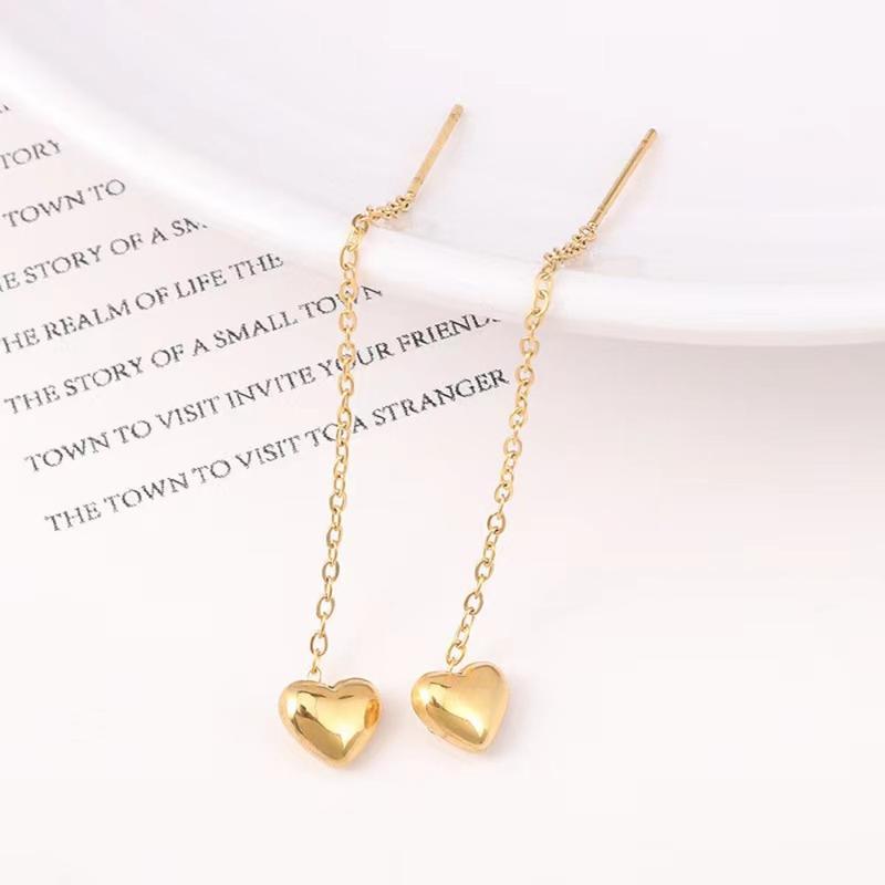 Product Introduction of Love peach heart earline women do not fade temperament long earrings earrings trendy face thin ear chain 0