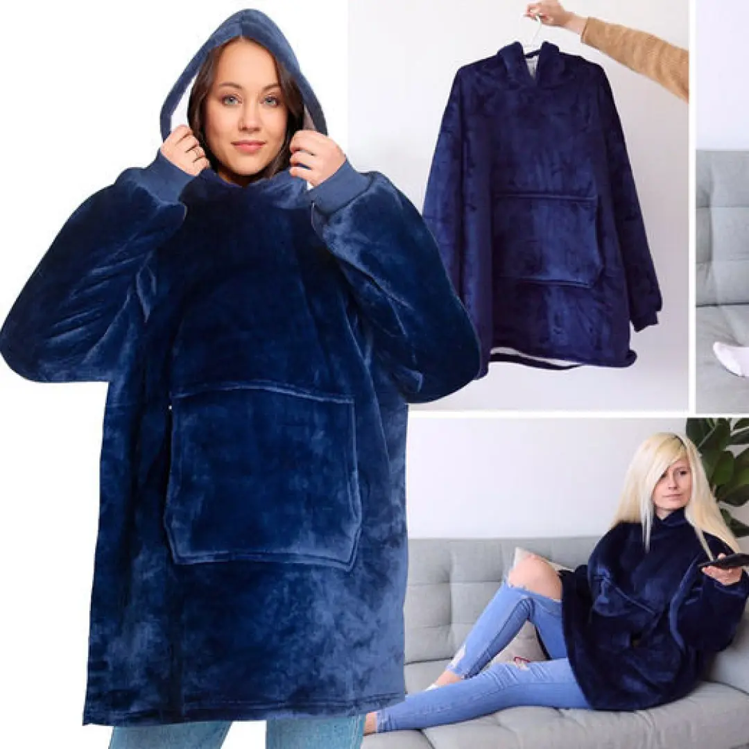Thick Snuggle Hooded Fleece Blanket Washable Soft