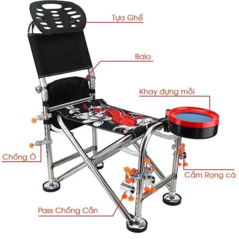 Ghế Cá Chép Đầy Đủ Phụ Kiện , Ghế Câu Đài , Ghế Câu Cá Tựa Cao