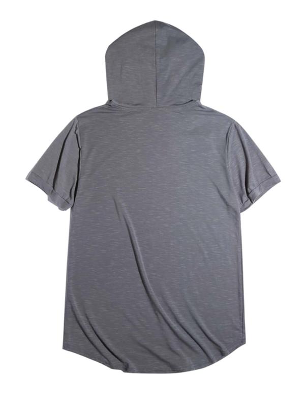 Men's Solid Drawstring Hooded Tee, Casual Regular Fit Short Sleeve T-Shirt for Summer, Menswear for Daily Wear 5