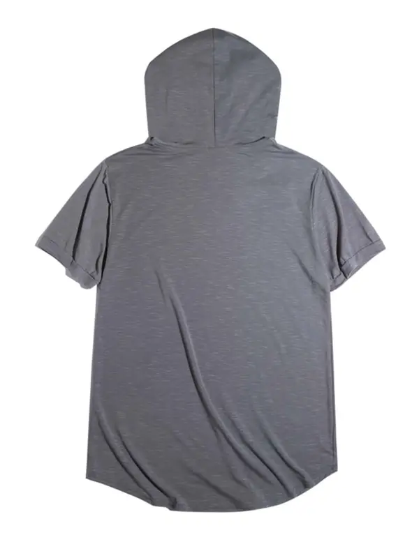 Men's Solid Drawstring Hooded Tee, Casual Regular Fit Short Sleeve T-Shirt for Summer, Menswear for Daily Wear, Tops, Pullover 5