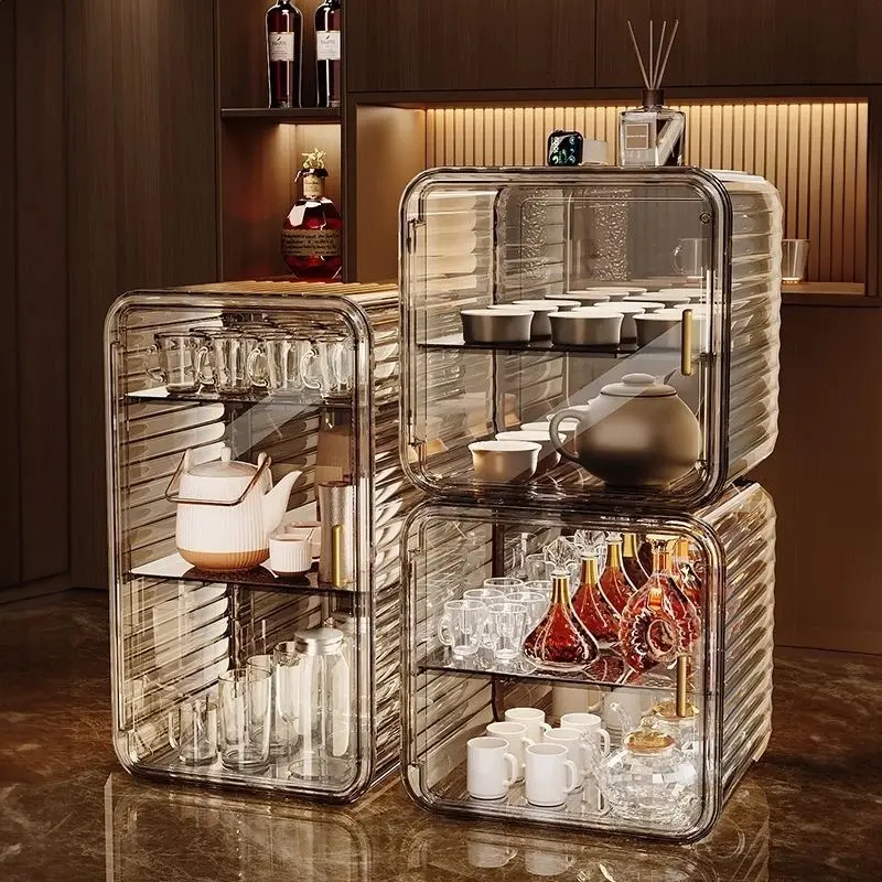 Light luxury dustproof storage box cosmetic storage box handicraft storage box transparent dustproof desktop storage shelf multilayer large capacity shelf toilet  storage