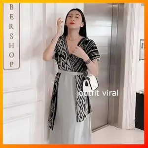 Dress Tenun Couple Andin Naumy Hitam Toraja Katun Polos Bunga Setrip Polka Dot Panjang Custom