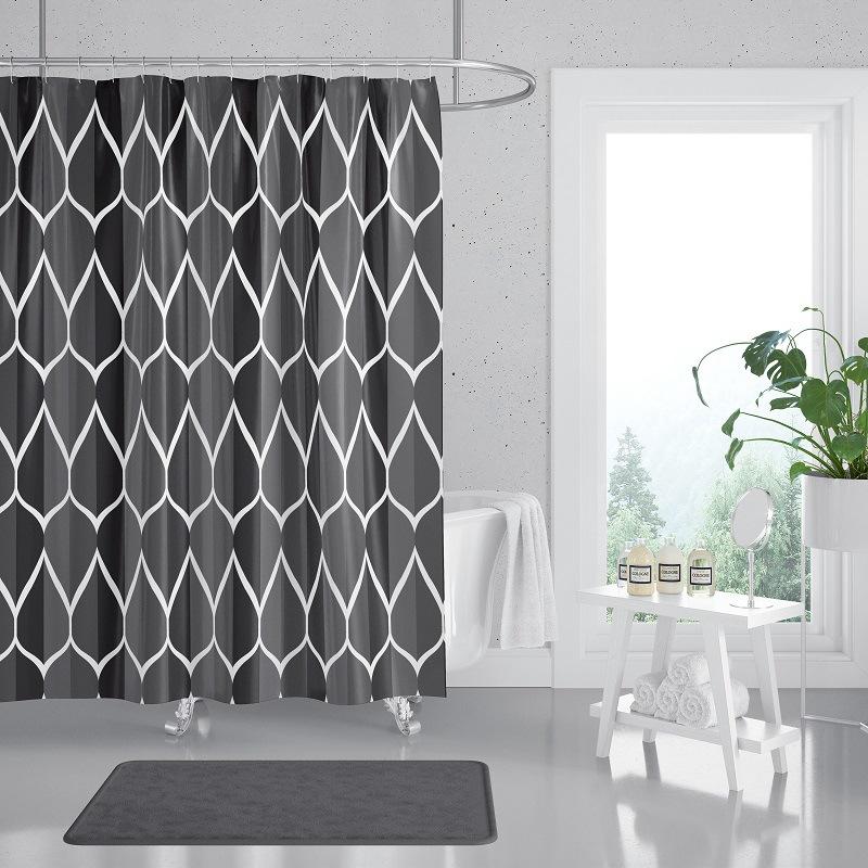 Product Introduction of Simple Waterproof Shower Curtain Thickened Polyester Shower Curtain Fabric Bathroom Curtain 0