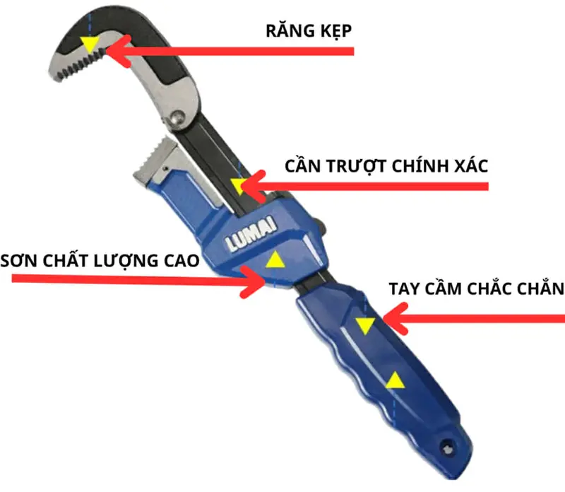 Mỏ lết răng kẹp ( Kìm nước ) LUMAI sử dụng kìm vặn ống nước 10in, bulong đai ốc tiện lợi nhanh chống mỏ  lết 2