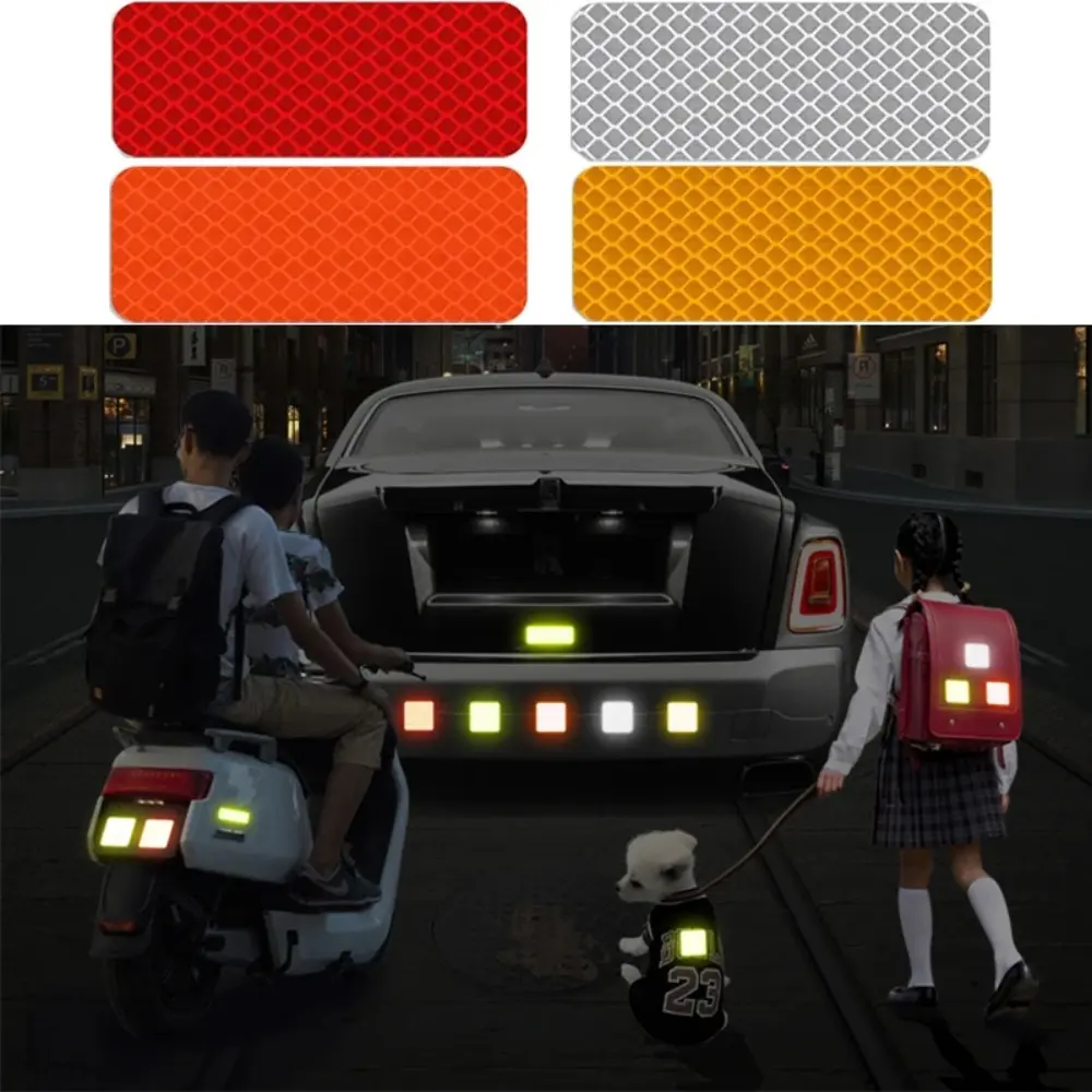 10Pcs Universal Styling Decal Car Bumper Reflective Stickers Decorative Auto Reflective Warning Strip Tape Accessories Secure Reflector Stickers