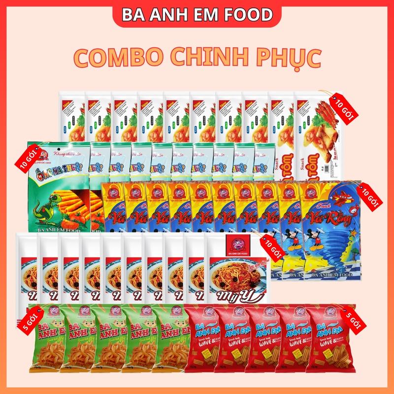  Combo Chinh Phục Ba Anh Em Food: 10 Nem Tôm 10 Ống Ma Thuật 10 Vòi Rồng 10 Mỳ Ý 5 Wave Đỏ 5 Pasty Xanh Ăn Vặt Tuổi Thơ Đồ Ăn Vặt Việt Nam Thức Ăn Snack BimBim 