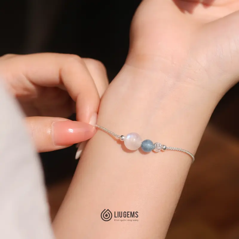 Lắc Tay Bạc 925 Cho Nữ Đồng Xu Kim Tiền Mix Hồ Lô Đá Tự Nhiên Liugems Thời Trang  VB33 (Mua một, tặng một hộp đựng trang sức + một khăn lau bạc miễn phí) 5