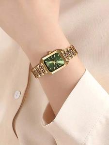 Reloj de cuarzo elegante para mujer, esfera cuadrada de moda, correa de aleación, combinación perfecta para casual