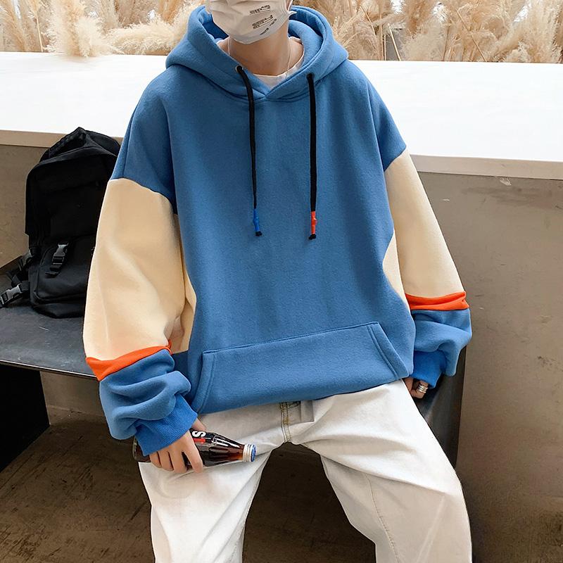 Áo Hoodie Nam, Dáng Rộng, Hợp Xu hướng, Dành Cho Thanh Thiếu Niên Và Học Sinh, Màu Tương Phản, Áo Áo Chui Đầu Dài Tay, Thích Hợp Cho Các Cặp Đôi, Áo Len 5